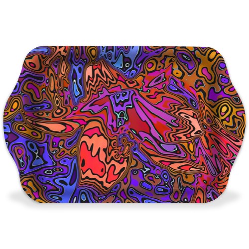 Blue and Red Psychedelic Rolling Tray